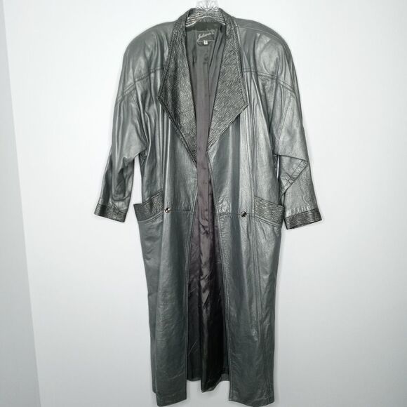 Vintage Rare 80s Juliana's silver long leather coat size small